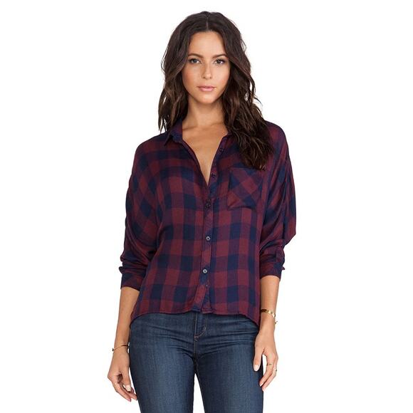 RAILS Maddox Dolman Button Down Flannel Small Red Blue Fall Classic Cabincore - Picture 1 of 7